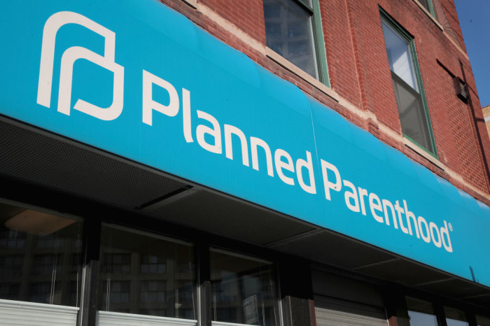 A sign hangs above a Planned Parenthood clinic on May 18, 2018, in Chicago, Illinois.