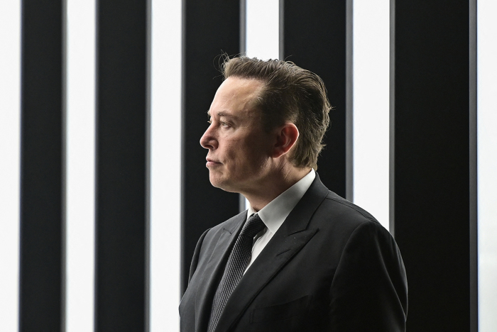 Tesla CEO Elon Musk is pictured as he attends the start of the production at Tesla's 'Gigafactory' on March 22, 2022, in Gruenheide, southeast of Berlin, Germany.