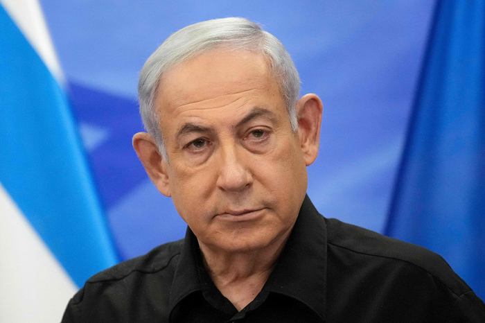 Israeli Prime Minister Benjamin Netanyahu addresses media during a joint press conference with French President in Jerusalem on October 24, 2023. Macron's visit comes more than two weeks after Hamas terrorists stormed into Israel from the Gaza Strip and killed at least 1,400 people, injured thousands and took 222 people hostage.