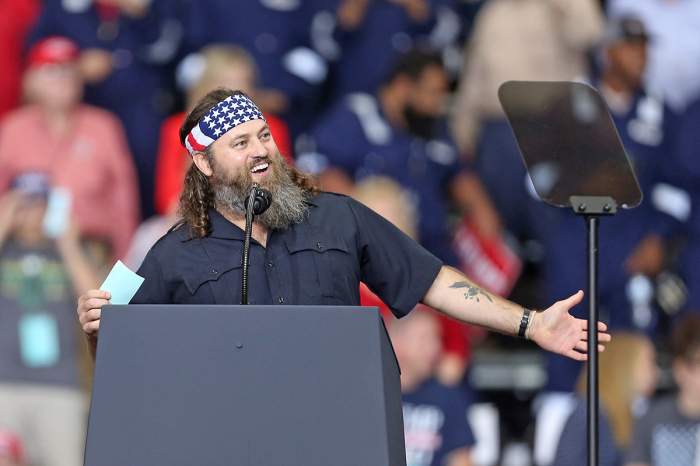 TV personality and businessman, Willie Robertson, speaks during U.S. President Donald Trump's 'Keep America Great' rally at the Monroe Civic Center on November 06, 2019, in Monroe, Louisiana.