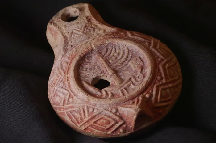 A rare 1,700-year-old lamp uncovered in Jerusalem, Israel.