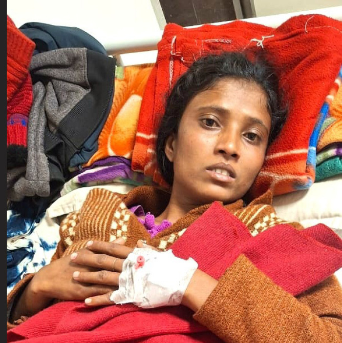 Kunika Kashyap after Jan. 2, 2025, assault by relatives who practice tribal religion in Bastar District, Chhattisgarh state, India.