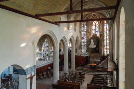 The interior of the Church of St. Acceul in Ecouen, France.