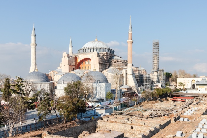 Hagia Sophia, the great cathedral under the Romans and Byzantines, in Istanbul, Turkey.