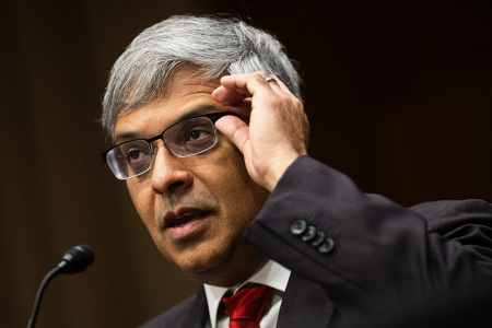 Dr. Jayanta Bhattacharya testifies during a U.S. Senate Committee on Health, Education, Labor, and Pensions hearing on his nomination to be director of the National Institutes of Health (NIH), on Capitol Hill in Washington D.C., on March 5, 2025.