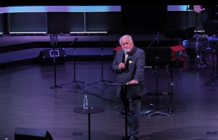 Allan Kendrick, lead pastor of Oasis of Praise Church in Bessemer, Alabama, preaches a sermon on July 21, 2024.